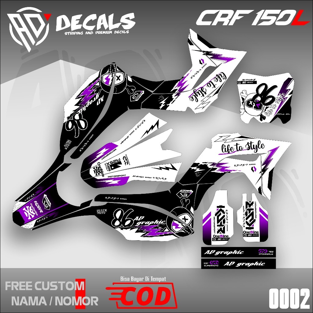 DECAL CRF 150 L SUPERMOTO FULL BODY SUPER GLOSSY HOLOGRAM / KLX DTRACKER WR BY AD decals 003