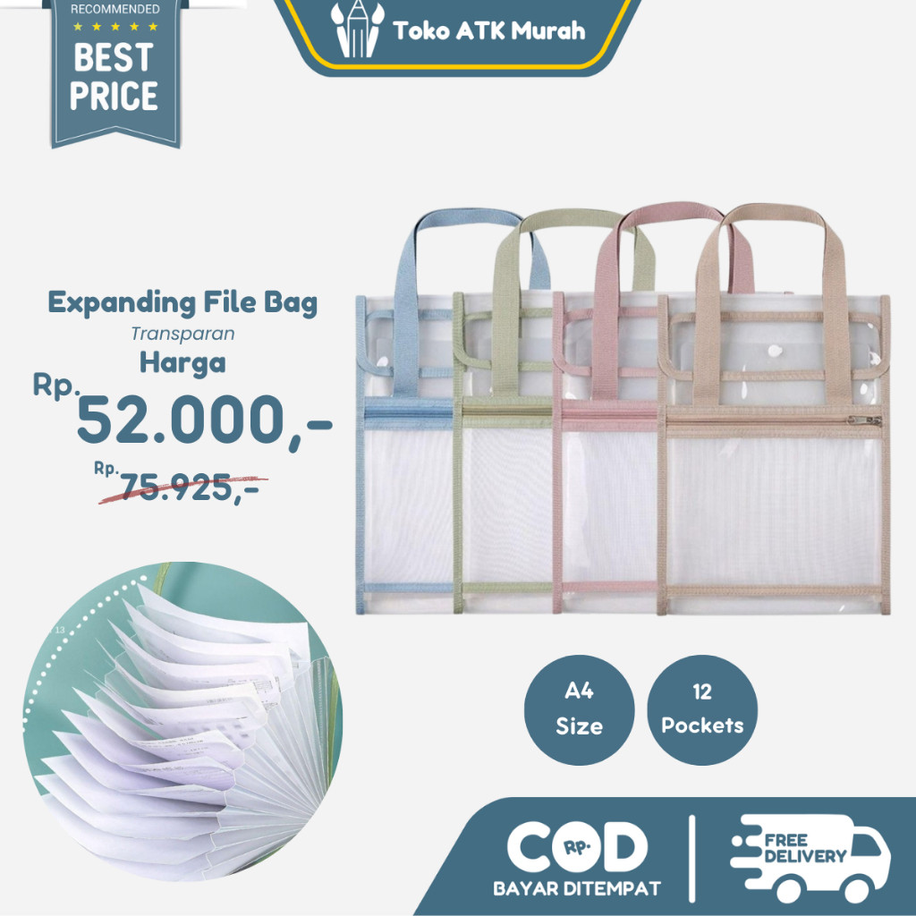 

Map Dokumen Expanding File School Bag 12 Pocket Tas Jinjing Transparan new