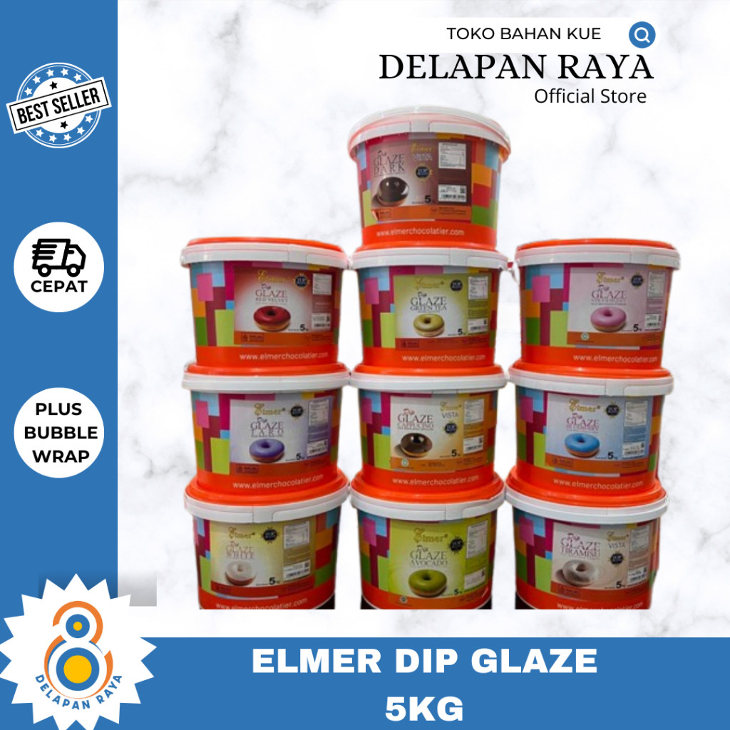 

ELMER DIP GLAZE 5KG ALL VARIANT/ TOPPING DONUT GLAZE DARK TIRAMISU GREENTEA (MAX ORDER 4PAIL!!) -8Raya