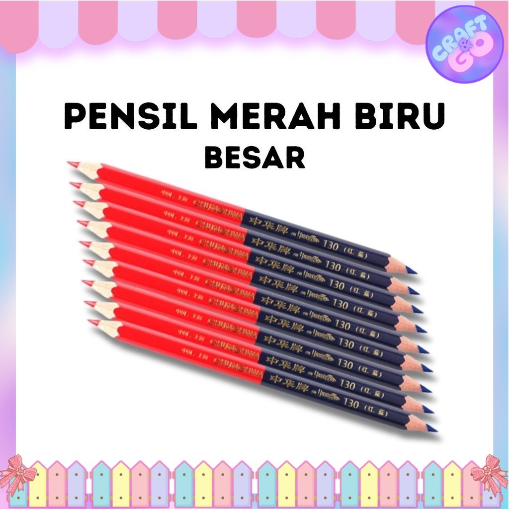 

Pensil merah biru besar / pensil pola merah biru besar ORIGINAL