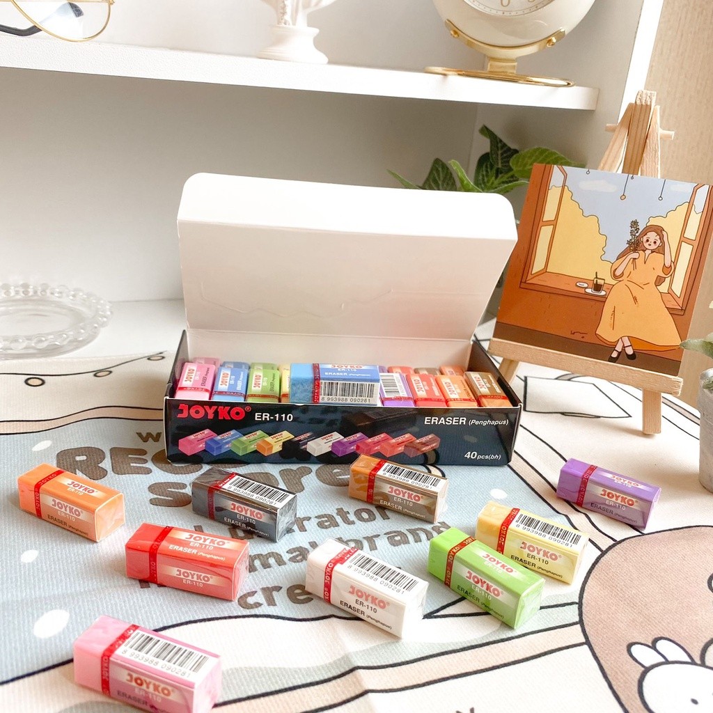 

READY GROSIR 4 8 12 PCS 1 LUSIN PENGHAPUS JOYKO ER 110 WARNA WARNI PELANGI RAINBOW LUCU UNIK MURAH READY