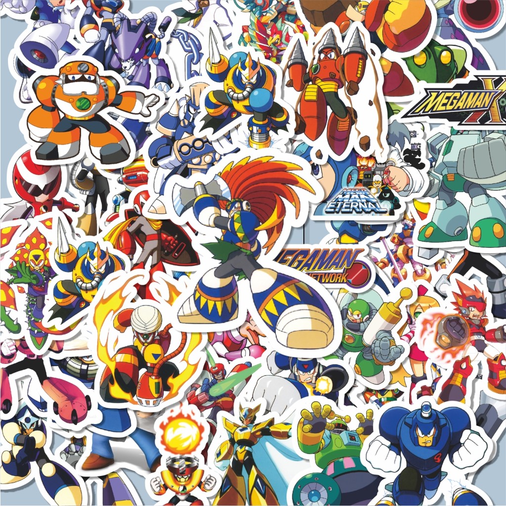 

100PCS Lucu Stiker Capsom Series Megaman Universe Character Mix 2 Stiker Aesthetic Stiker Anti Air Stikers Berperekat Waterproof sticker decal buat Motor Helm Buku Journal Koper Casing HP Laptop Botol Minum Hadiah anak