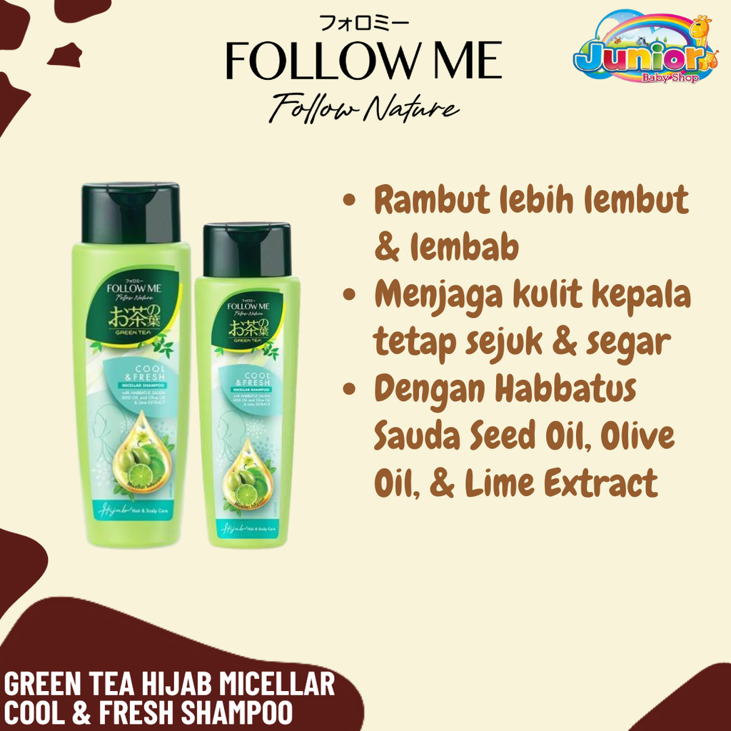 Follow Me Green Tea Hijab Micellar Cool & Fresh Shampoo - Sabun Shampoo