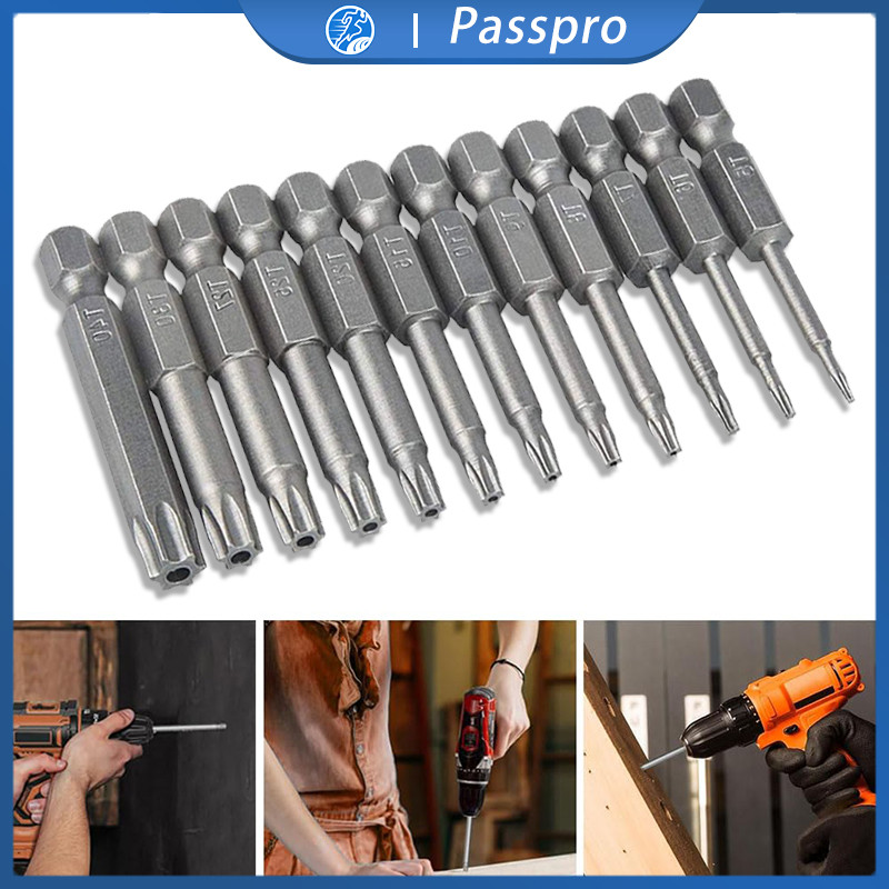 12pcs Mata Obeng Torx Bintang Set T5-T40 Mata Obeng Magnet Baja Untuk Alat Pertukangan Bits