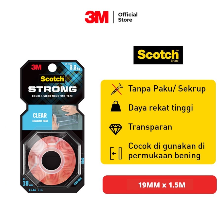 

JAMIN MURAH !!!3M Scotch clear permanent mounting tape Double Tape VHB TRANSPARAN Clear 19 mm x 1.5M(BISA LANGSUNG ORDER)