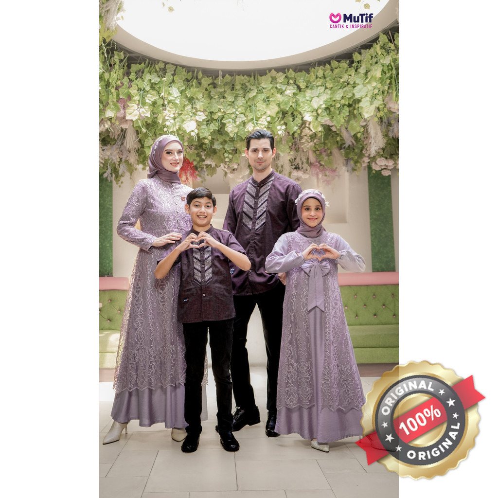 MUTIF Sarimbit Chafika Garvi Grapeade Red Royale Brokat Gamis Ungu Purple Baju Couple Keluarga Musli