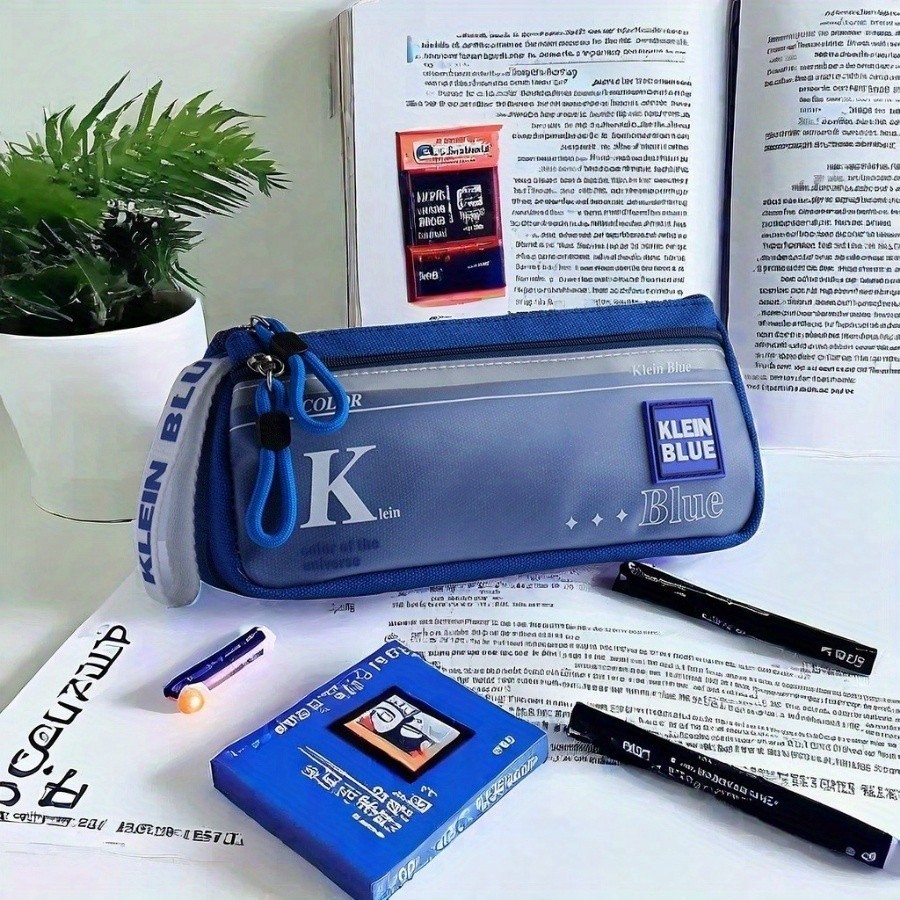 

Klein Blue Pencil Case Large Capacity Pencil Box Student Pen Bag