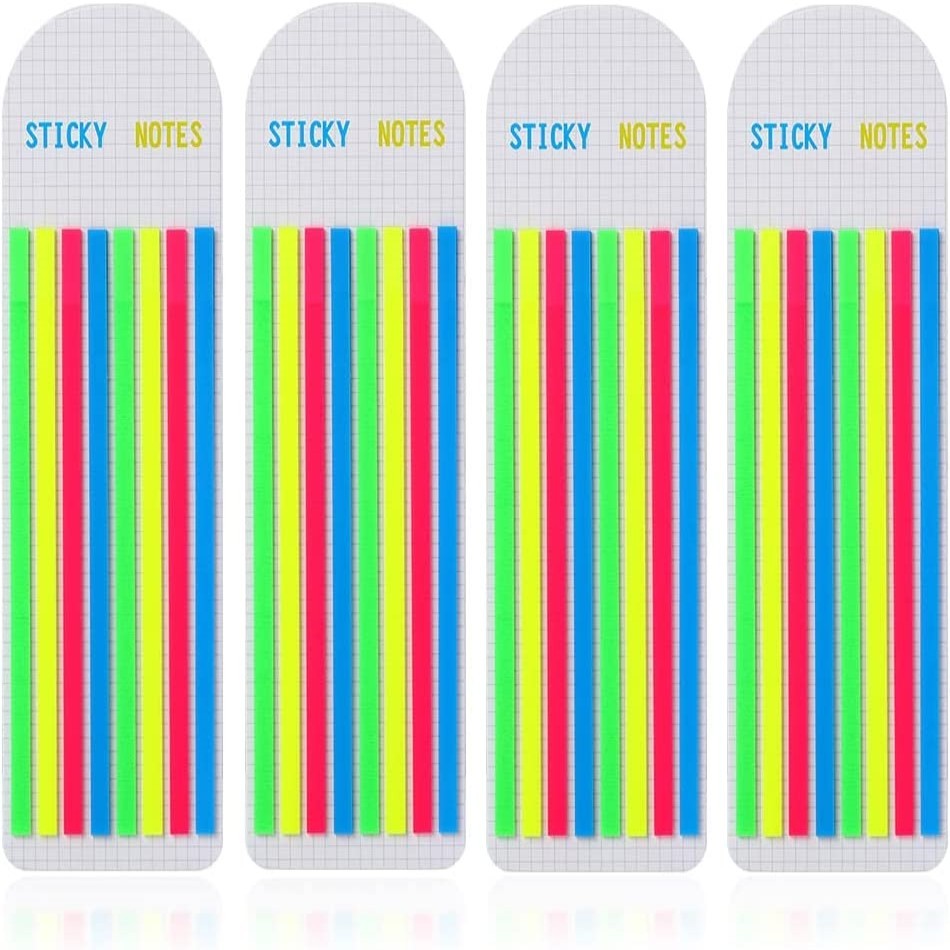 

640PCS Highlighter Tape Set,4 Packs Transparent Sticky Notes,Writable Long Page Markers Tabs for Notebooks,