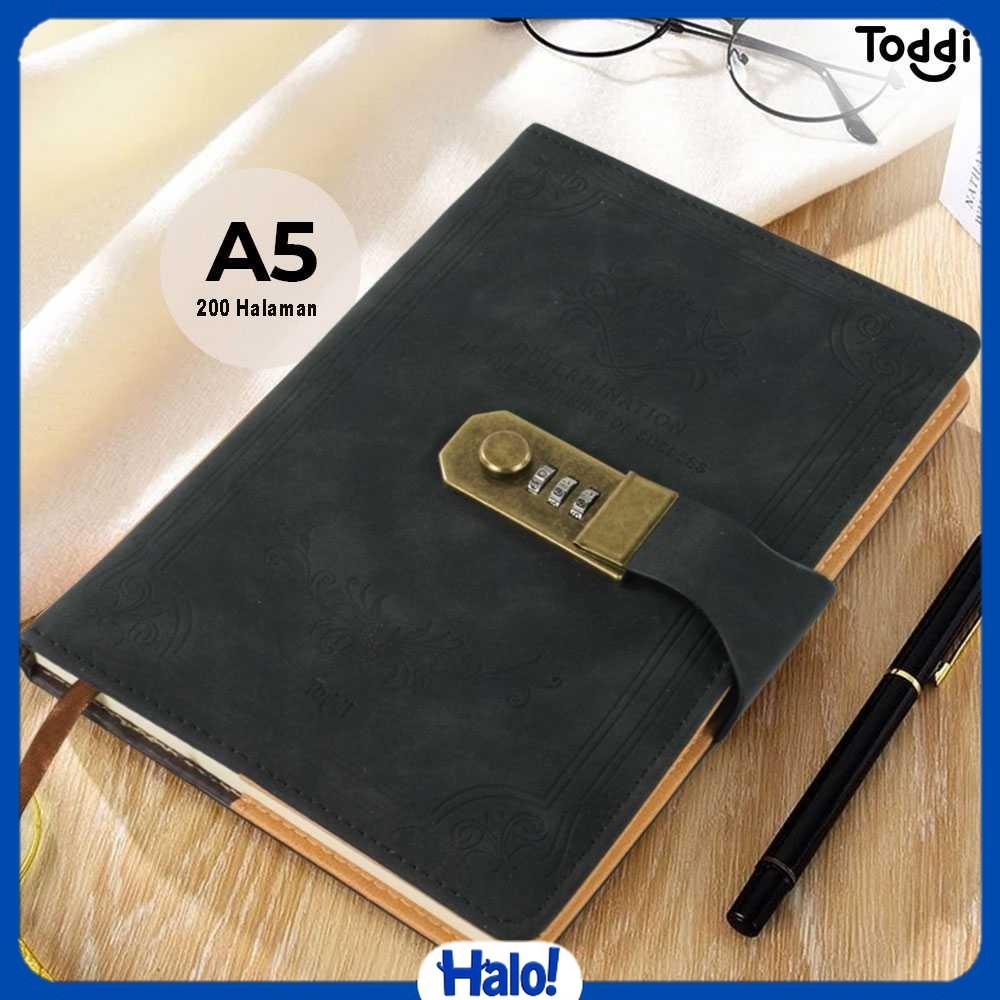 

Toddi Buku Jurnal Leather Diary A5 68GSM 200 Halaman Grid with Lock - TD100