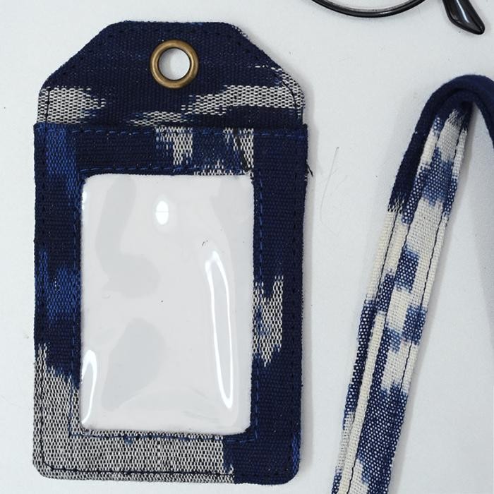 

NONA RARA - Lanyard Tenun Blue A0054, Lanyard ID Card Holder Batik Modern