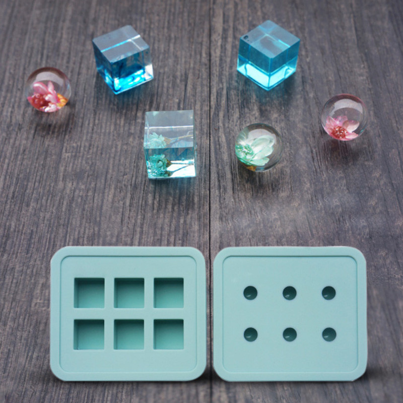 

Rectangle Silicone Beads Mould Square Ball 6 Hanging Holes DIY Epoxy Jewelry Mold resin molds for jewelry
