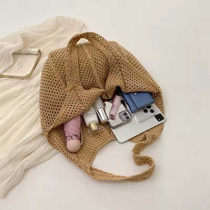 Tas Rajut Wanita Kekinian |  Tas Rajut Elegan Ukuran Besar