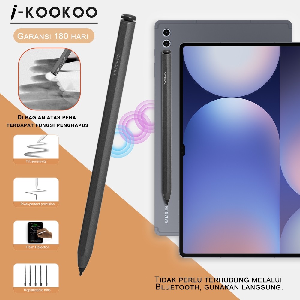 

i-kookoo Magnetic Stylus Pen for Samsung Galaxy Tab S6 LITE/S7/S7 FE/S8/S8+/S9/S9 FE/S10+ with Eraser, Stylus S Pen Samsung Galaxy Tab