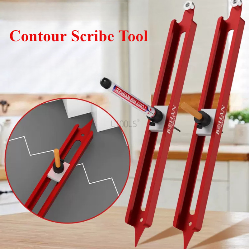 

Contour Gauge Scribe Tool Profile Scribing Ruler Adjustable Pencil Holder Woodworking Edge Corner Measuring Profile Duplicator