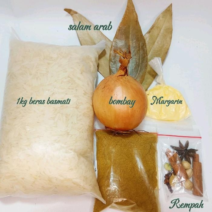 

[Best Seller] Beras basmati 1 kg plus bumbu arabian dan rempah Rice - B kebuli + beras, basmati 1 kg, tanpa bombay