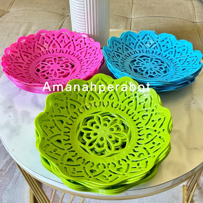 piring buah cekung motif rotan dengan motif rotan modern kualitas bagus dan kuat mengguanakan plasti