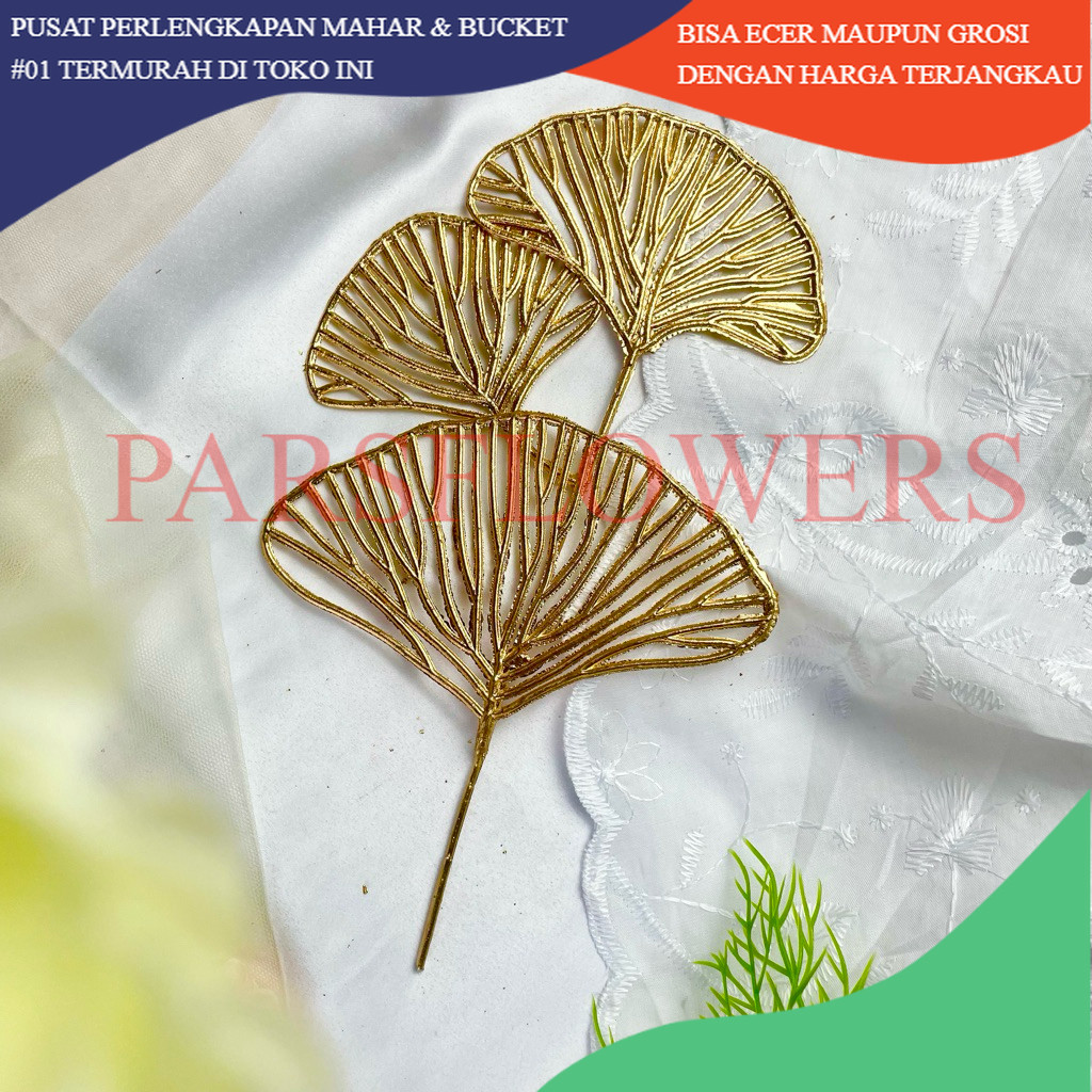 PARSFLOWERSS DAUN GINKGO Kipas gold DAUN GOLD GINKGO ARTIFICIAL