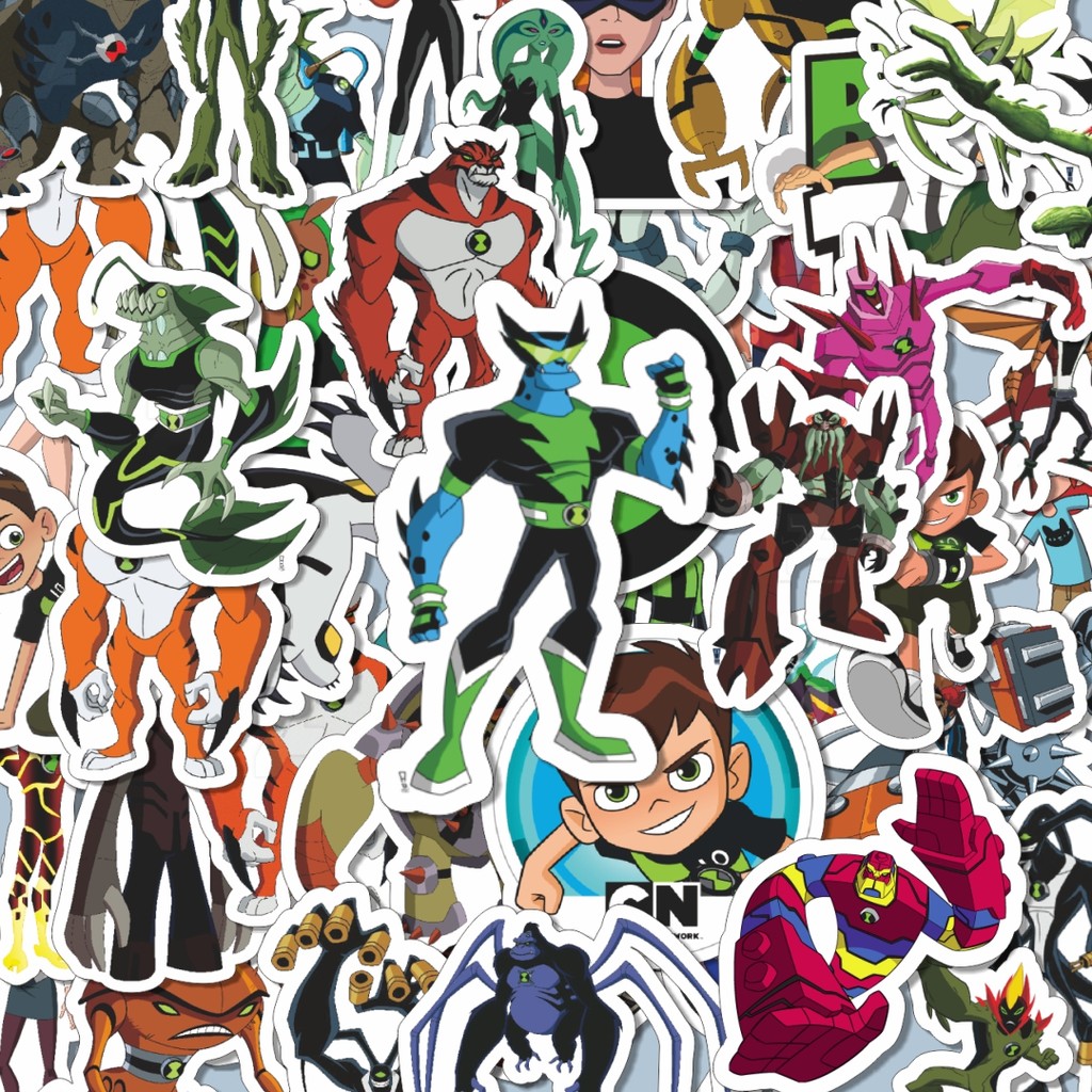 

100PCS Lucu Stiker Kartun Series Ben Ten Karakter Mix 4 Stiker Aesthetic Stiker Anti Air Stikers Berperekat Waterproof sticker decal buat Motor Helm Buku Journal Koper Casing HP Laptop Botol Minum Hadiah anak
