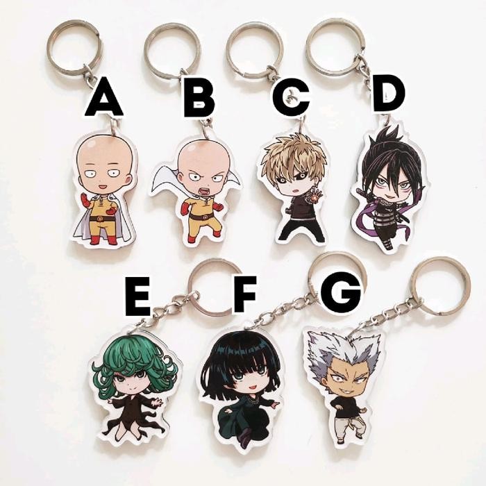 NEW Keychain Anime One Punch Man 1 Gantungan Kunci Ganci Akrilik Merchandise - A (Saitama)