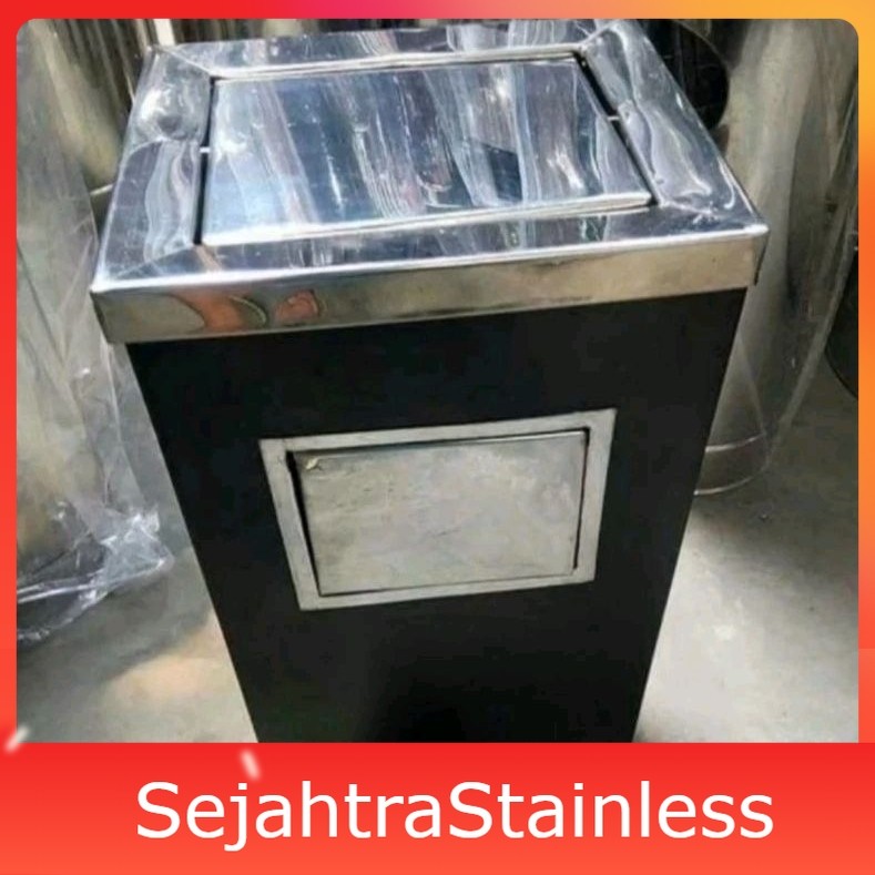 Tempat Sampah Stainless Kotak Tutup Swing