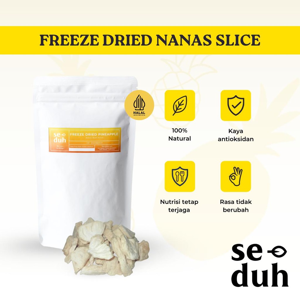 

Seduh Freeze-Dried Pineapple Slice / Buah Nanas Kering Beku / Freeze Fruit