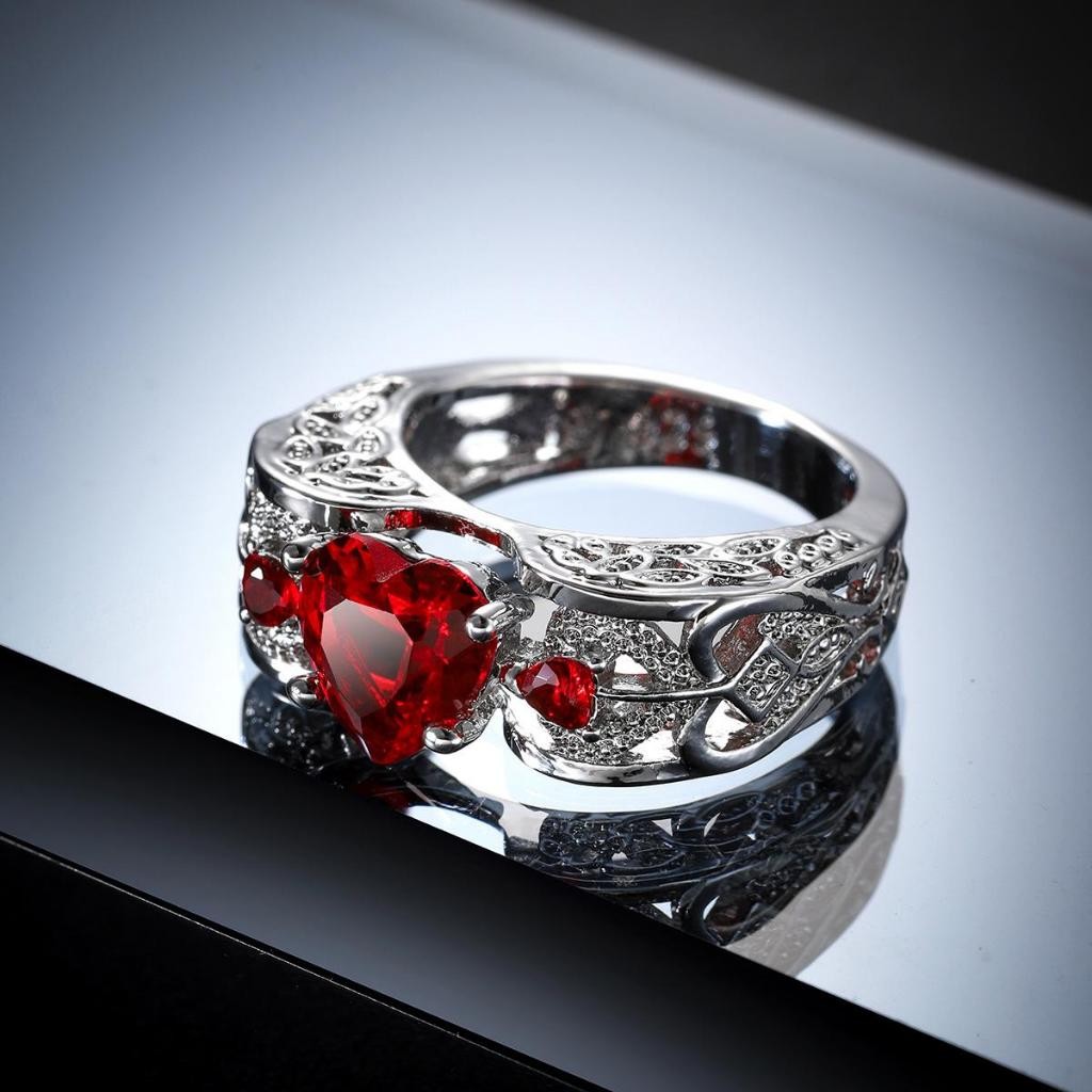 Cincin Batu Permata Love Ring Tebal / Cincin Cewek / Cincin Wanita / Aksesoris jualmurah.idn