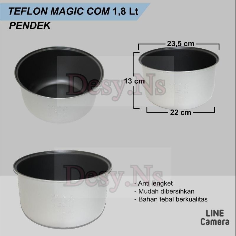 Panci Magic Com Sharp / Panci Rice Cooker 1,8 Liter Tinggi 13 cm / Panci Sharp