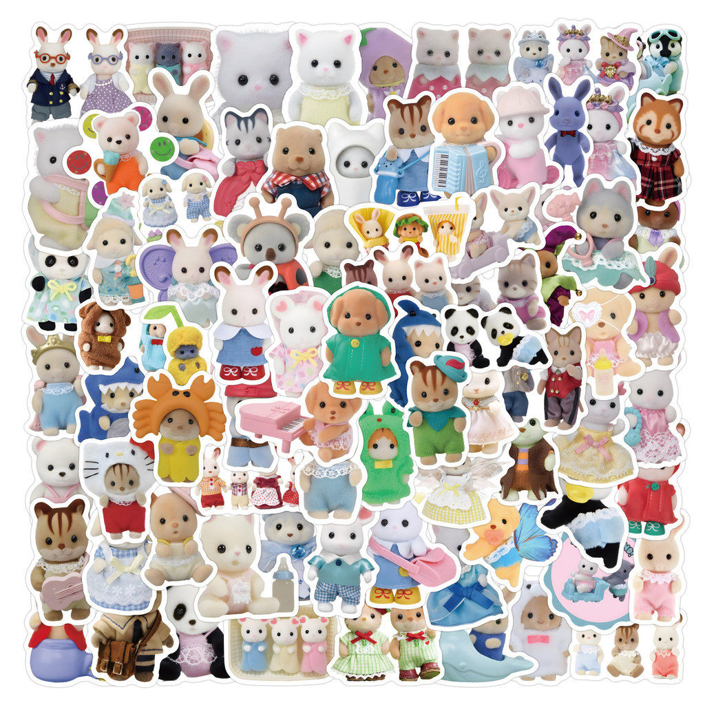 

60/120pcs Calico Critters Stickers Laptop Scrapbook Decoration Graffiti Decals Skateboard Laptop Waterproof Sticker Toys Decor