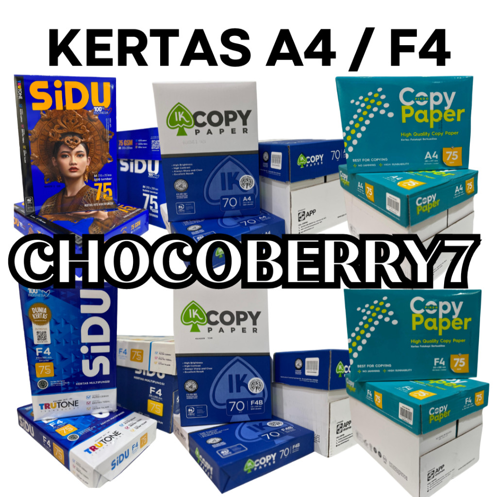 

Copy Paper Ik Paper Sidu Kertas HVS A4 F4 70 gr 75 gr 1 BOX isi 5 Rim 2500lembar