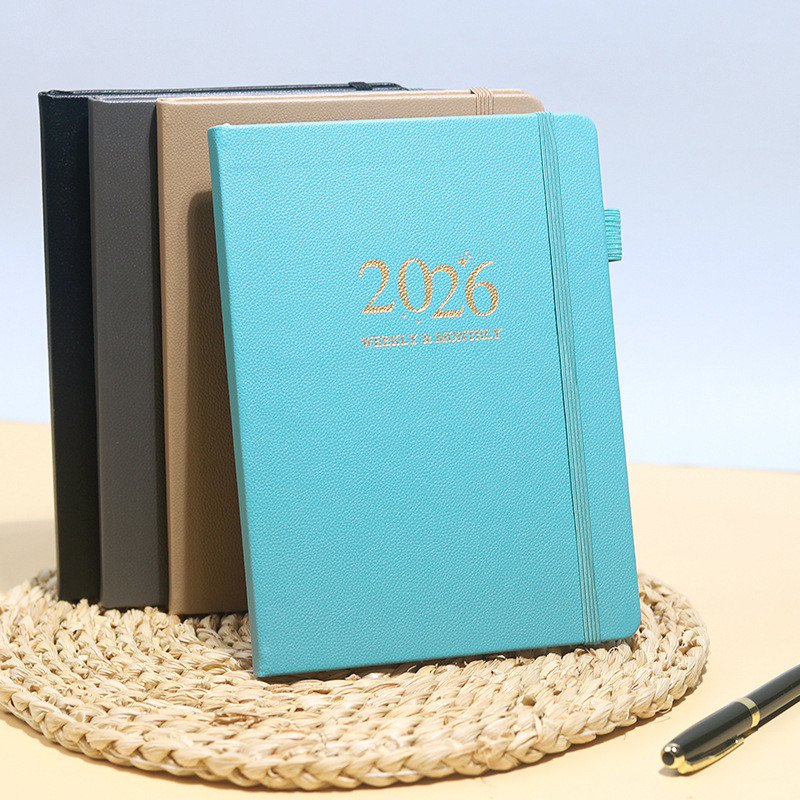 

2026 Schedule Book New Planner Strapped Weekly Notebook A5 Leather Cover Calendar Book Elegant Practical Stylish Functional