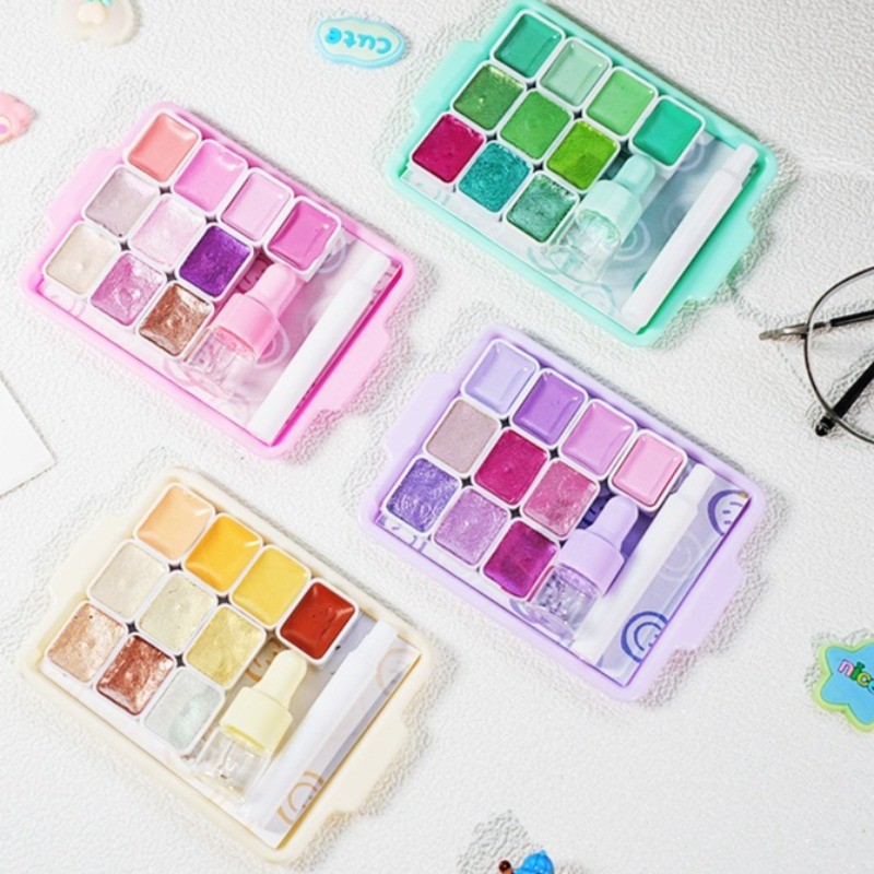 

Cute Tray Watercolor Macaroon 10Color Portable Solid Pigments Set Beginner Outdoor Travel Painting Graffiti Paint Art Supplies