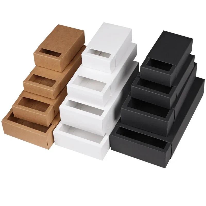 

50PCS Kraft Paper Drawer Box Crafts Cardboard Boxes for Business Jewelry Candy Wedding Party Favor Gift Packaging Boxes