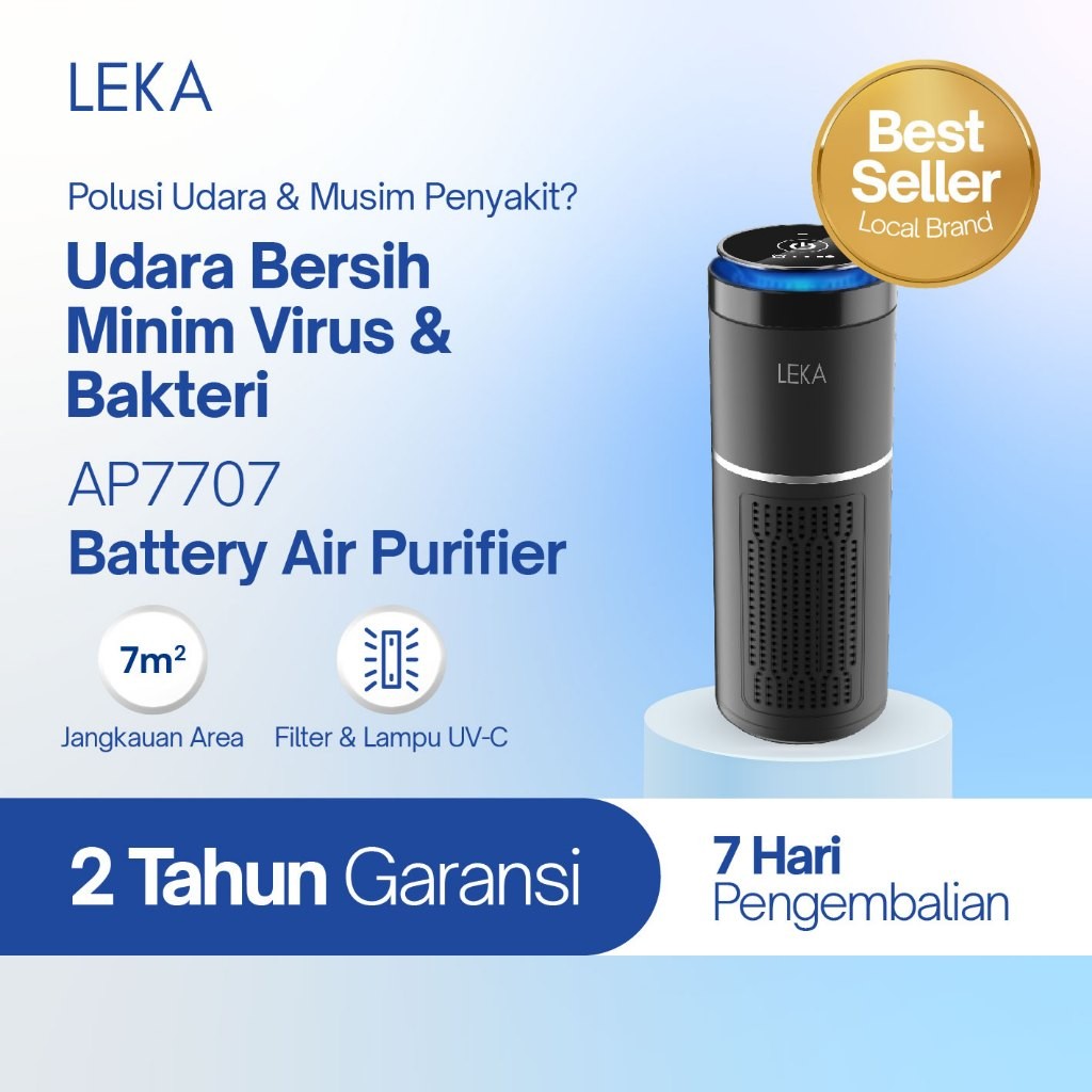 LEKA AP7707 Battery Air Purifier - HEPA13 Filter Sinar UV-C Portable
