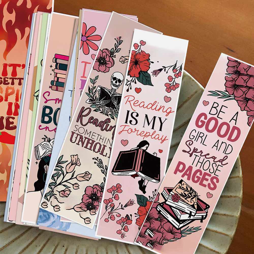 

30Pcs Simple Literary Pages Book Annotated Notebook Pages Reading Bookmarks Clip Students Creative Gifts with Paper Cards