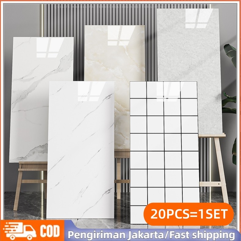 20Pcs Set Wallpaper Dinding Vinyl Lantai Vinyl Marbel Granit Stiker Lemari Cabinet Marbel Wallpaper 