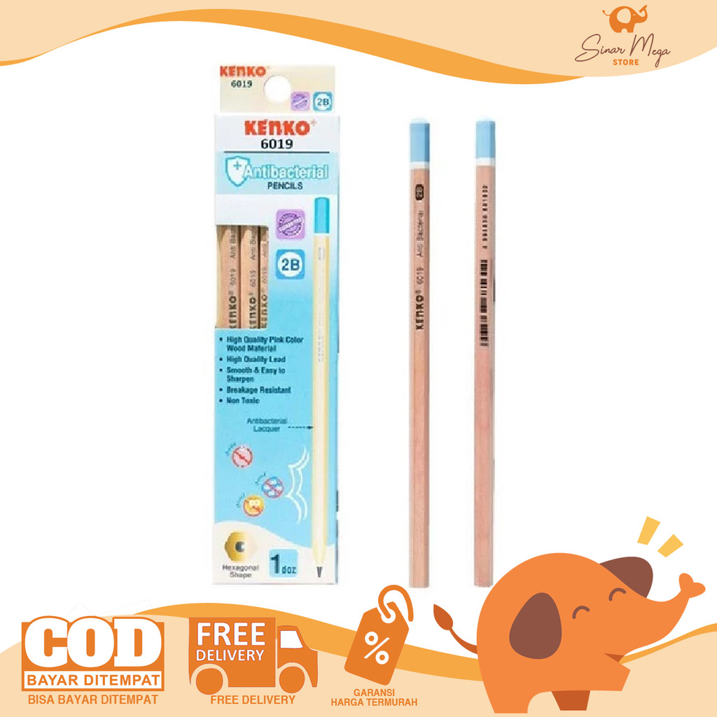 

KENKO Pensil 2B 6019 Antibacterial Hexagonal Pencil DIJUAL LUSINAN Murah