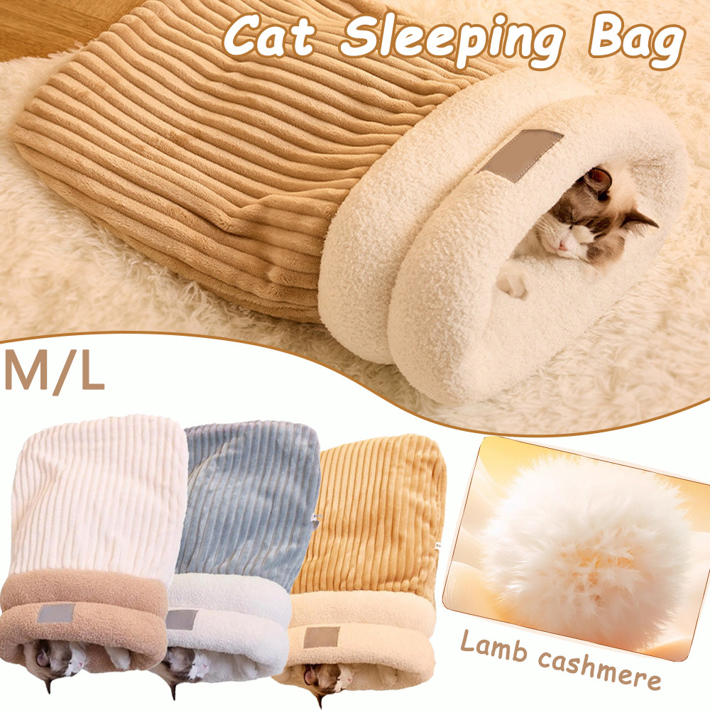 Cat Winter Sleeping Bag Soft Plush Cat Sack Self Warming Cat Cave Bed for Indoor Cats Cat Hideaways 