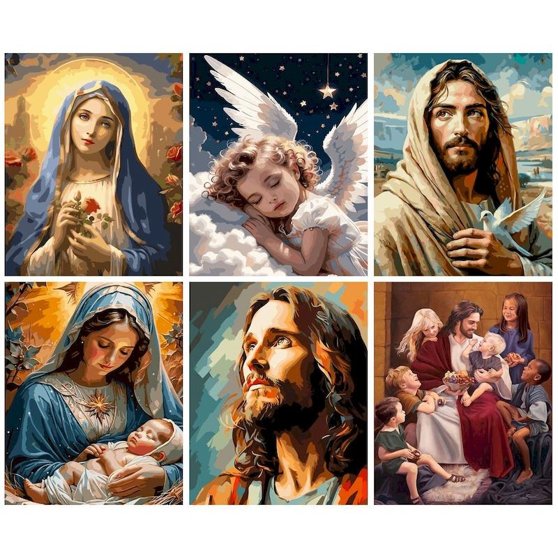 

GATYZTORY Acrylic Painting By Numbers On Canvas Paint Kit Religion Figure Coloring On Numbers Handpainted Wall Decor Gift