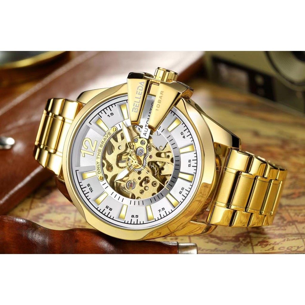 GJ JAM TANGAN PRIA BELLEDA  9473 RANTAI JAM TANGAN AUTOMATIC TANPA BATRAI JAM TANGAN ANTI AIR