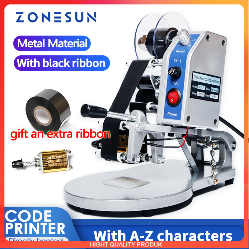 

BEST QUALITY ZONESUN Date Coding Machine Batch Serial Number Printer Manual Expiry Production Date Coder Stamp Flat Surface ZS-DY8