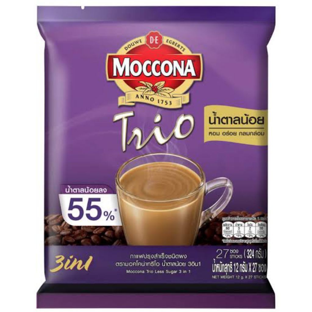 

Moccona Trio Less Sugar 3 in 1. Expired tahun 2027.
