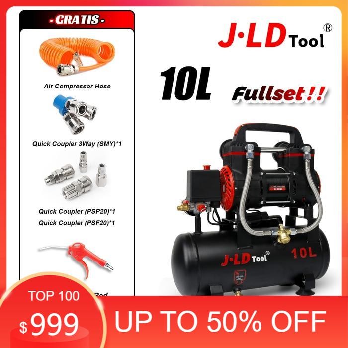 

BIG PROMO ready JLD 30L Mesin Kompresor Angin Listrik 8bar Kompresor Angin Tanpa Oli 1100W Air Compressor Kompresor - 10L Full Sets