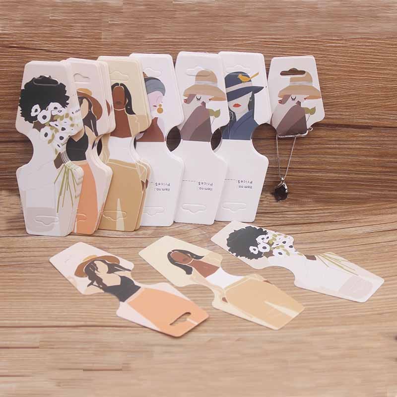 

New Arrived 50pcs 4.5x12.0cm Colorful Paper Cards Printing Jewelry Necklace Bracelet Hang Tag Jewelry Display Cards Label Tag