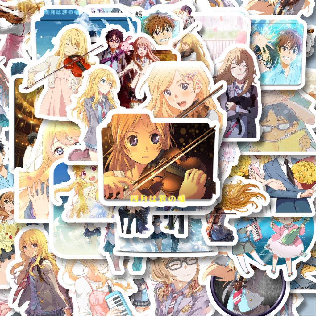 

100PCS Lucu Stiker Anime Series Your Lie In April Mix Stiker Aesthetic Stiker Anti Air Stikers Berperekat Waterproof sticker decal buat Motor Helm Buku Journal Koper Casing HP Laptop Botol Minum Hadiah anak