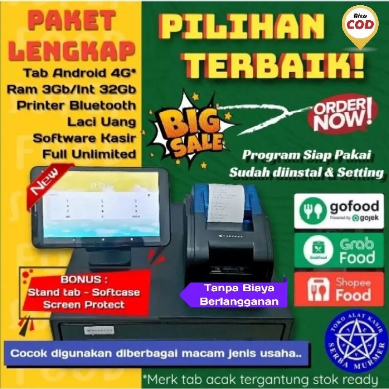 Paket mesin kasir android toko sembako restoran cafe kedai kosmetik salon apotek