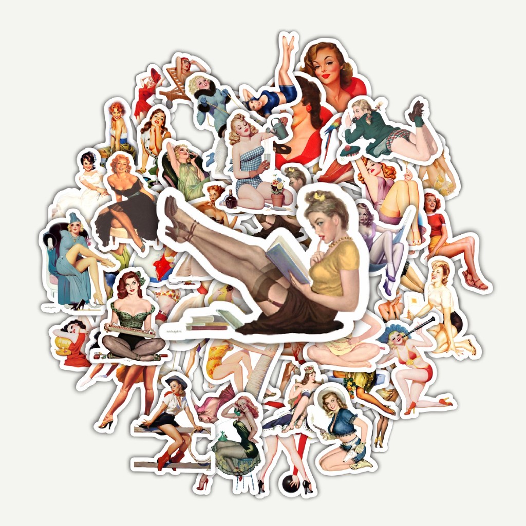 

Sticker Pack Stiker Vintage Retro Pinup Girls Illustration Mix 2 | Sticker TUMBLR | Stiker LAPTOP KOPER HELM