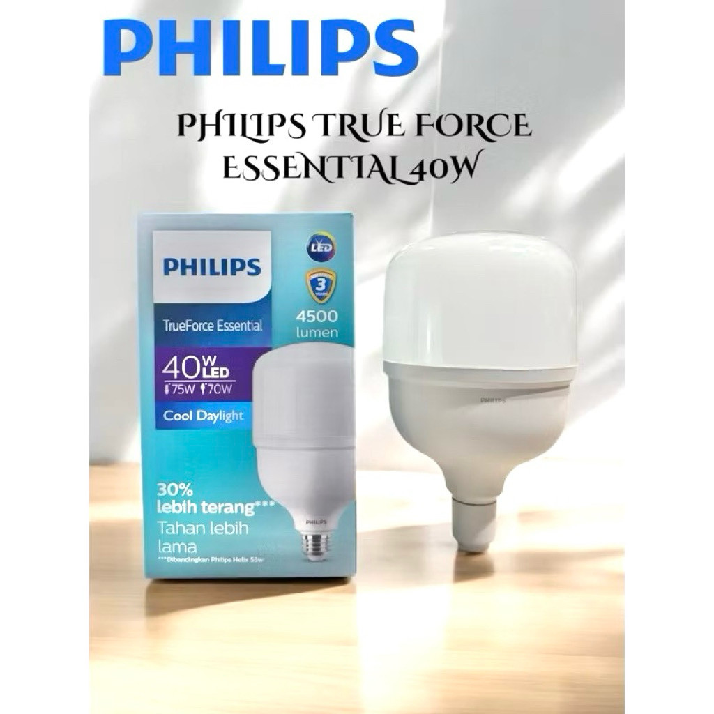 PHILIPS PHILIPS ESS 40W 40WATT 40 WATT BOLA LAMPU LED TRUEFORCE ESSENTIAL CAHAYA PUTIH