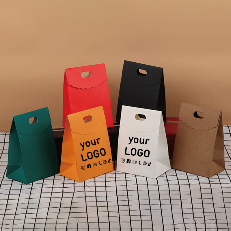 

20pcs thick high quality gift bags kraft paper bags biscuit candy packaging boxes suitable for Eid, customizable logo