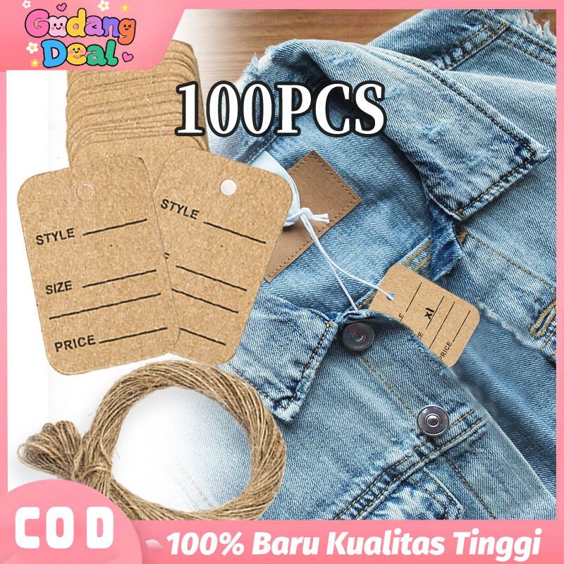 

100pcs Hangtag Baju Angtag Kemasan Label Baju Polos Label Polos Hang Tag Polos Label Kertas Polos