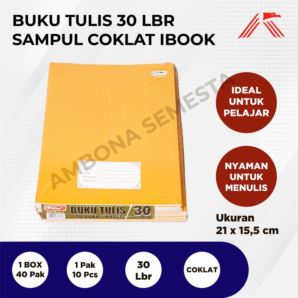 

Buku Tulis Kraft IBook isi 30 Lbr @10 Pcs